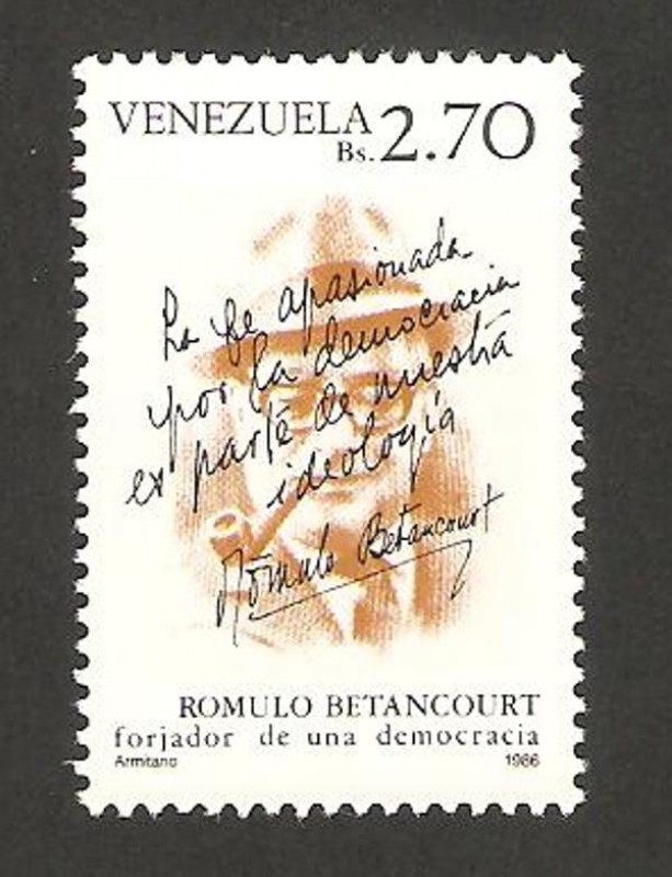 romulo betancourt, forjador de una democracia, con texto sobreimpresionado