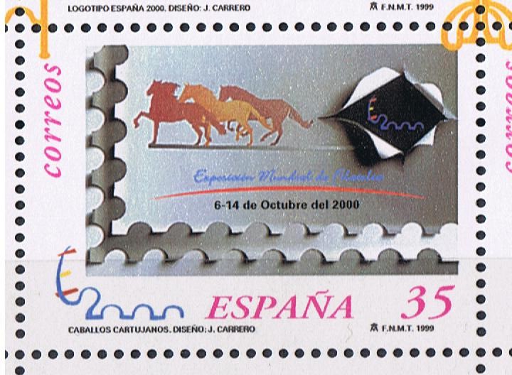 Edifil  3680  Exposición Mundial de Filatelia ESPAÑA 2000  