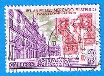 L aniversario del mercado filatelicode la plaza mayor de Madrid