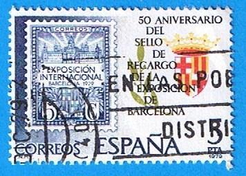 50 aniversario del sello de recargo de la exposicion de Barcelona )