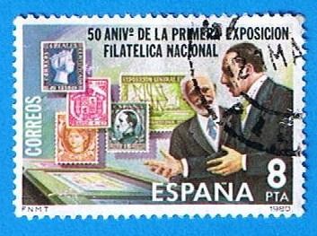 50 aniversario de la primera exposicion filatelica nacional ( Alfonso XII visitando la exposicion )I