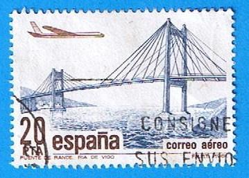 Correo aereo (Puente de Rade sobre la Ria de Vigo Pntevedra )