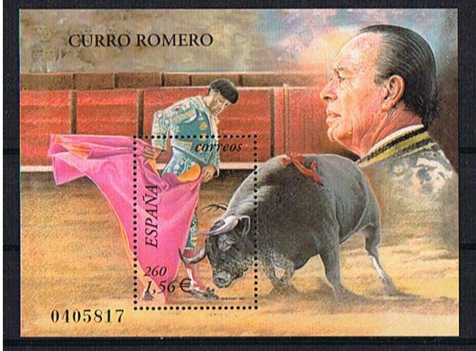 Edifil  SH 3834  Toros.  Curro Romero   Se completa con la efigie de Curro Romero  