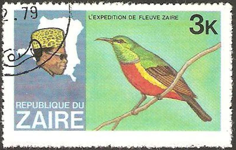 Zaire - expedición por el río zaire, presidente mobutu, pájaro