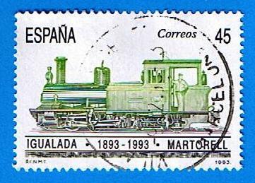 nº 3265  I centenario del ferrocarril Igualada-Martorell   ( primera maquina de vapor )