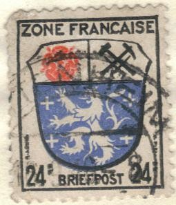 ALEMANIA 1945 Freimarken: Wappen der Lander der franzos. Zone und deutsche Dichter - Saargebiet 24 