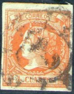 ESPAÑA 1860-1 52 Sello Isabel II 4cu Usado Espana Spain Espagne Spagna 