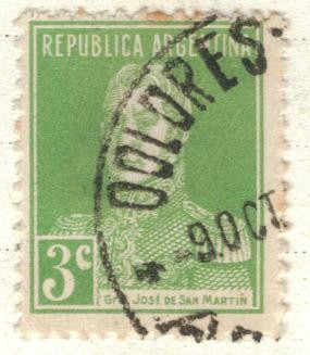 ARGENTINA 1923 (MT299) San Martin sin punto 3c