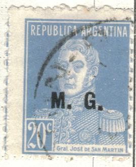 ARGENTINA 1923 (MT304) San Martin sin punto 20c