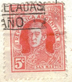 ARGENTINA 1926 (MT310) 1 Centenario del Correo Argentino - San Martin