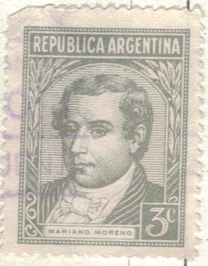 ARGENTINA 1946 (MT463) Efigie de Mariano Moreno 3c 3