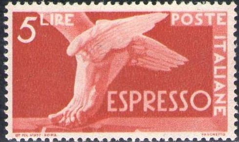 Italia 1945-51 Scott E19 Sello Nuevo Pie con alas Expreso 5L