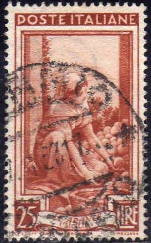 Italia 1950 Scott 558 Sello Trabajos Le Arance Las Naranjas Sicilia Usado 