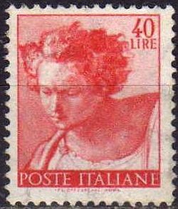 Italia 1961 Scott 820 Sello Dibujos Capilla Sixtina de Michelangelo Daniel usado 