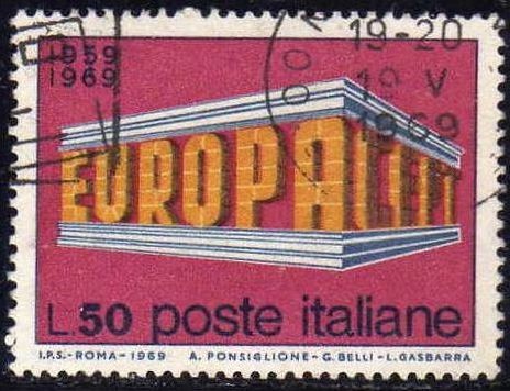 Italia 1969 Scott 1000 Sello Serie Europa usado