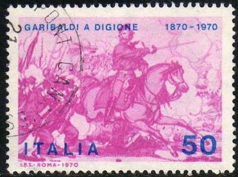 Italia 1970 Scott 1022 Sello Garibaldi y la batalla de Dijon usado