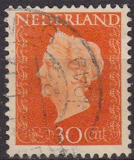 Holanda 1947 Scott 297 Sello Reina Guillermina 30c usado Netherlands 