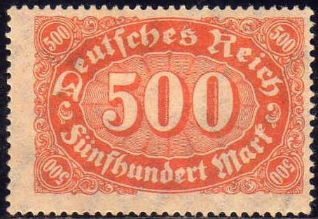 Deutsches Reich 1922 Scott 160 Sello Nuevo * Cifras 500 Alemania Germany