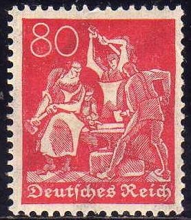 Deutsches Reich 1922 Scott 145 Sello Nuevo **  Iron Workers 80 Alemania Germany 