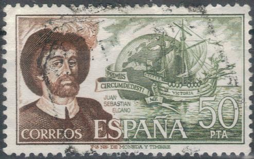 ESPAÑA 1976 (E2310) Personajes espanoles Juan Sebastian Elcano 50p 2 INTERCAMBIO