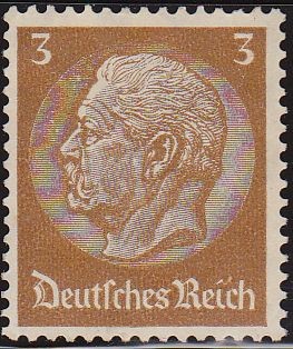 Deutsches Reich 1933 Scott 416 Sello Nuevo 85 Cumpleaños de Von Hindenburg 3 s/goma Alemania Michel5