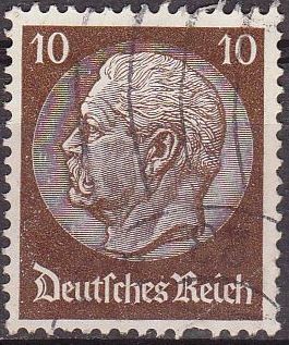 Deutsches Reich 1933 Scott 421 Sello 85 Cumpleaños de Von Hindenburg 10 Usado Michel518 Alemania