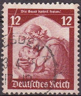 Deutsches Reich 1935 Scott 450 Sello SAAR Bienvenidos a casa Welcoming home 12 usado Yvert 526 Alema