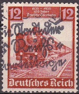 Deutsches Reich 1935 Scott 457 Sello º Centenario Tren Aguila 12 Alemania Allemagne Duitsland German