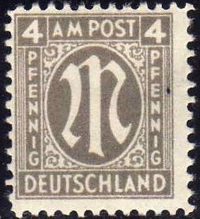 Deutsches Reich 1945 Scott 3N3 Sello ** Allied Military Government Issue A.M. Post 4