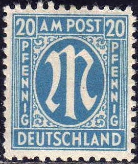 Deutsches Reich 1945 Scott 3N11 Sello ** Allied Military Government Issue A.M. Post 20