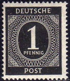 Deutsches Reich 1946 Scott 530 Sello Nuevo * Cifras 1p Alemania Germany