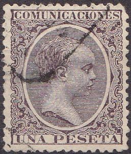 ESPAÑA 1889-99 226 Sello Alfonso XIII 1p Tipo Pelón Perforado Usado Espana Spain Espagne Spagna