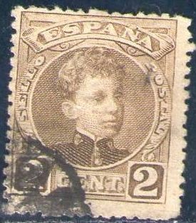 ESPAÑA 1901-5 241 Sello Alfonso XIII 2c Tipo Cadete Usado con numero de control al dorso Espana Spai