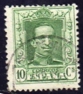 ESPAÑA 1922-30 314 Sello Alfonso XIII 10c Tipo Vaquer Usado nº control al dorso Espana Spain Espagne