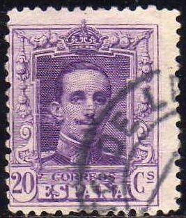 ESPAÑA 1922-30 316 Sello Alfonso XIII 20c Tipo Vaquer Usado nº control al dorso Espana Spain Espagne