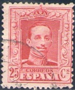 ESPAÑA 1922-30 317 Sello Alfonso XIII 25c Tipo Vaquer Usado nº control al dorso Espana Spain Espagne