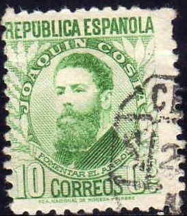 ESPAÑA 1932 664 Sello Personajes Joaquin Costa 10c Usado Republica Española Espana Spain Espagne