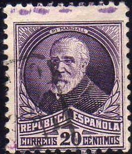 ESPAÑA 1932 666 Sello º Personajes Francisco Pi y Margall 20c Republica Española