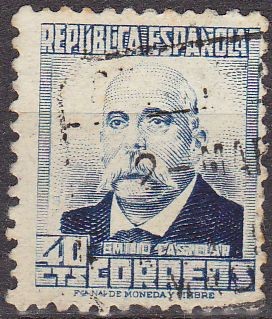 ESPAÑA 1932 670 Sello º Personajes Emilo Castelar 40c Republica Española