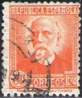 ESPAÑA 1932 671 Sello Personajes Nicolas Salmeron 50c Usado Republica Española Espana Spain Espagne 