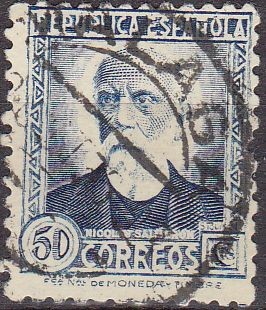 ESPAÑA 1935 688 Sello º Personajes Nicolas Salmeron 50c República Española