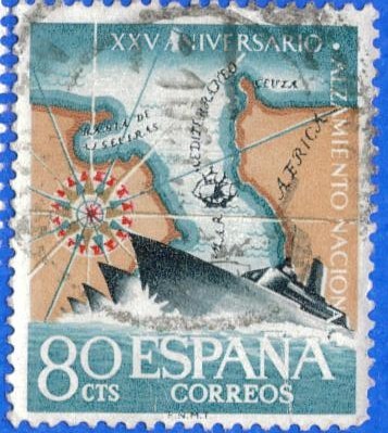 ESPANA 1961 (E1354) XXV Aniversario del Alzamiento Nacional 80c 2 INTERCAMBIO