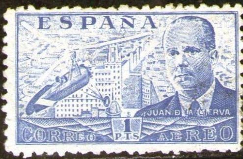 España 1941 944 Sello º Juan de la Cierva y Autogiro 1p