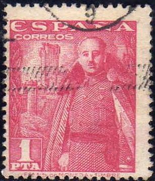 ESPAÑA 1948 1032 Sello General Franco y Castillo de la Mota 1p Usado Espana Spain Espagne Spagna Spa