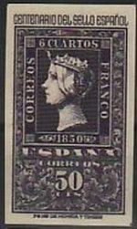 ESPAÑA 1950 1075 Sello Nuevo Centenario Sello Español Isabel 50c Espana Spain Espagne Spagna Spanje 