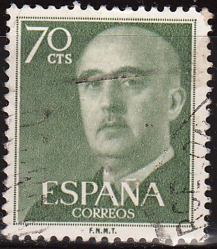 ESPAÑA 1955 1151 Sello General Franco 70cts Usado Espana Spain Espagne Spagna Spanje Spanien 