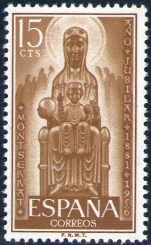 ESPAÑA 1956 1192 Sello Nuevo Año Jubilar Ntra. Señora de Montserrat c/charnela Espana Spain Espagne 