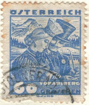 AUSTRIA 1934-36 (M581) Osterreichische Wolkstrachten - Brautpaar auf dem Hochzeitsgng Korbersee Vora