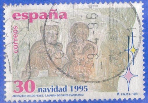 1995 ESPANA (E3402) Navidad - Adoracion de los Reyes Capitel de S M de Elines Cantabria 30p 