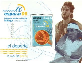 ESPAÑA 2006 4273 Sello ** MNH HB Expo Mundial Filatelia El Deporte Pau Gasol y Rafael Nadal Espana